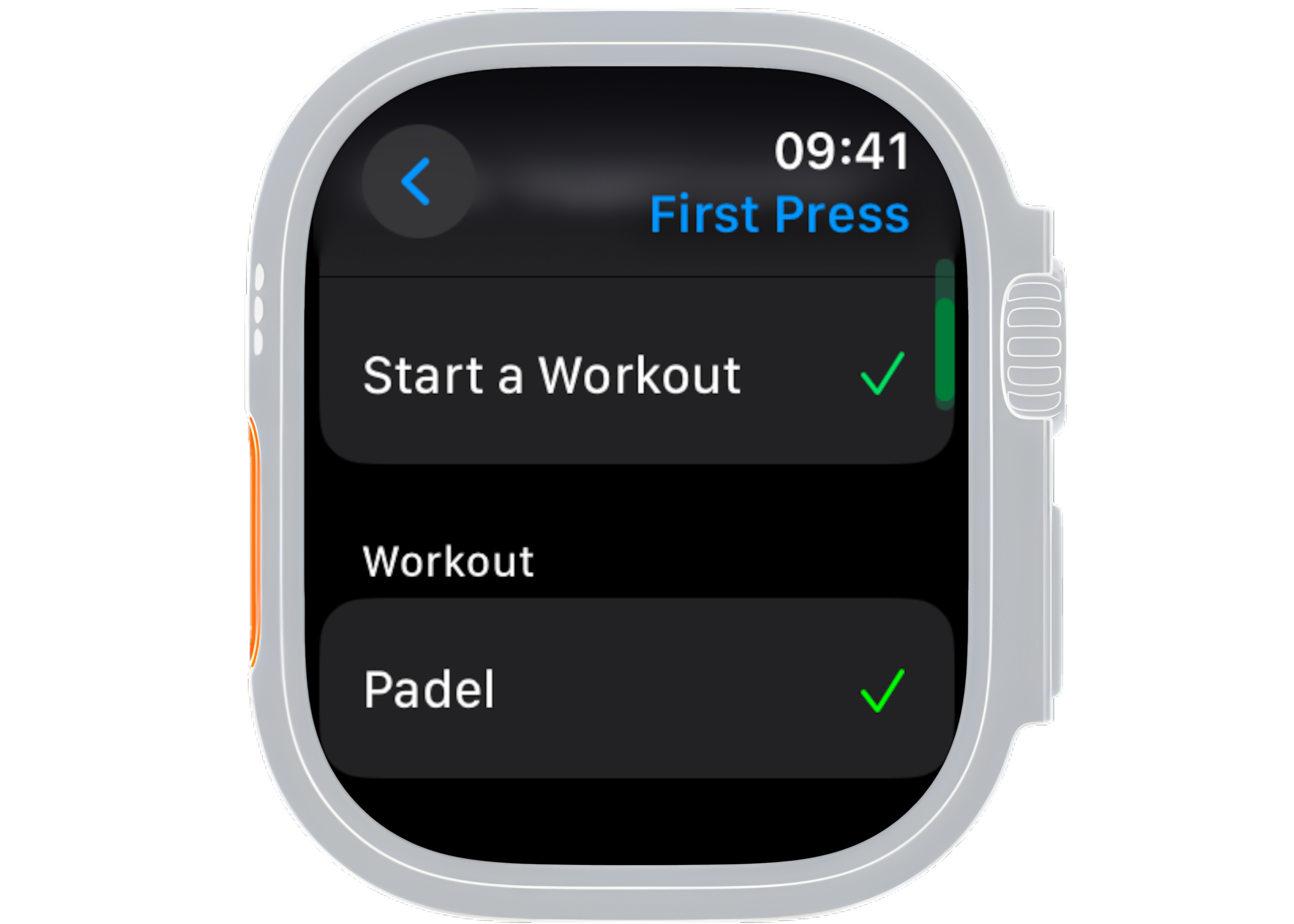 Action Button configuration screen