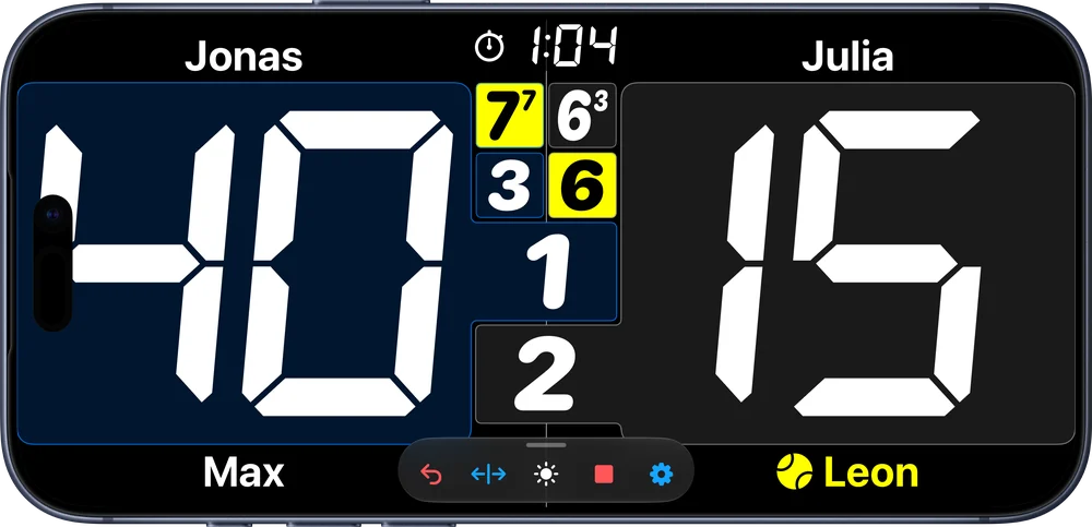 Табло PadelCounter на iPhone