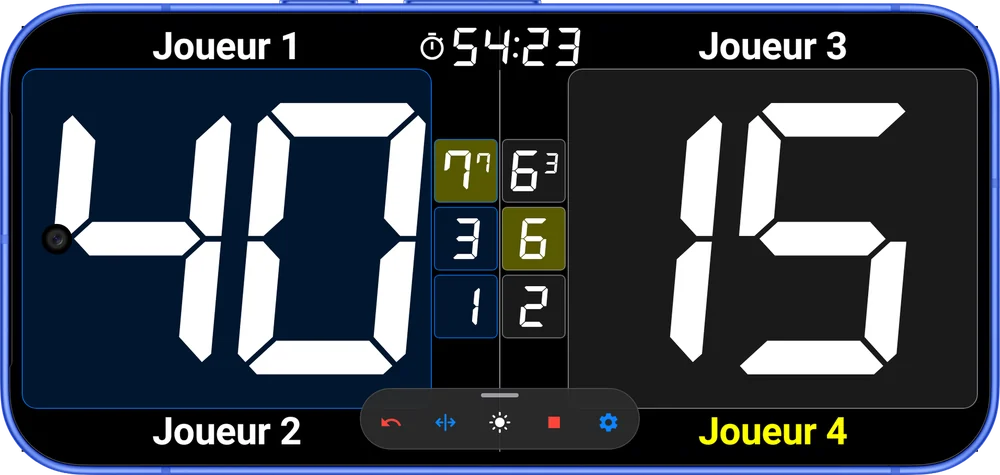 Tableau de score PadelCounter sur un smartphone Android