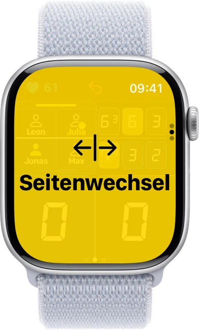 Der Hinweis zum Seitenwechsel auf der Apple Watch